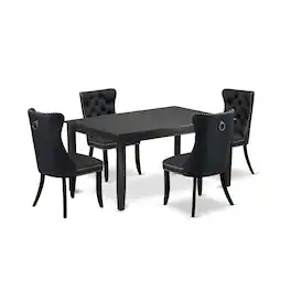 East West Furniture - 5 Piece Kitchen Table Set - Black