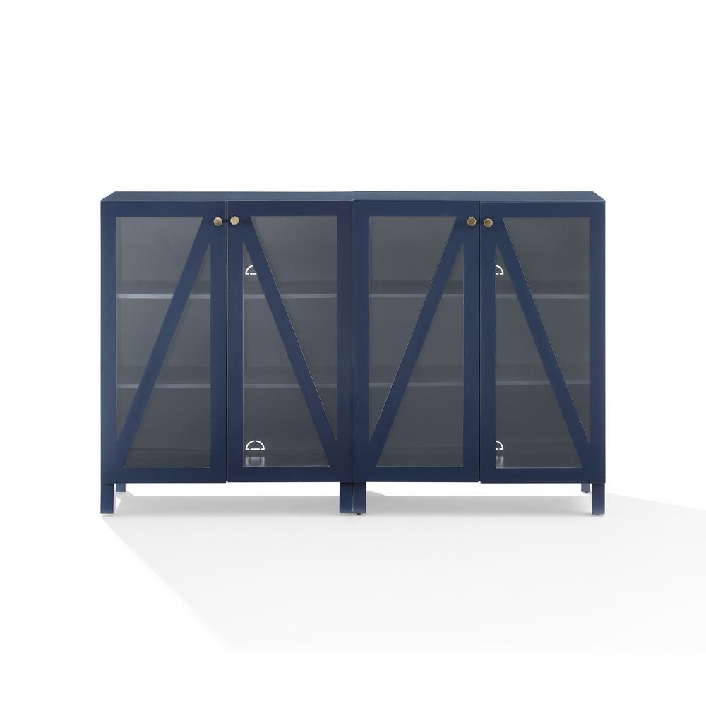 Back. Crosley Furniture - Cassai 2-Piece Media Sideboard Cabinet Set - 2 Storage Pantries - Navy.