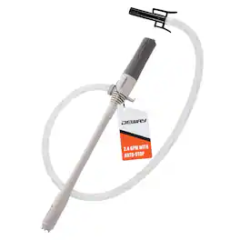 Deway - Small Fuel Transfer Pump with Auto-Stop – D Battery Gasoline Siphon Pump, 15", 2.4 GPM - Gray
