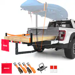 Mockins - 2-in-1 Design Steel Pickup Truck Bed Extender with Ratchet Straps and 750 lbs. Capacity