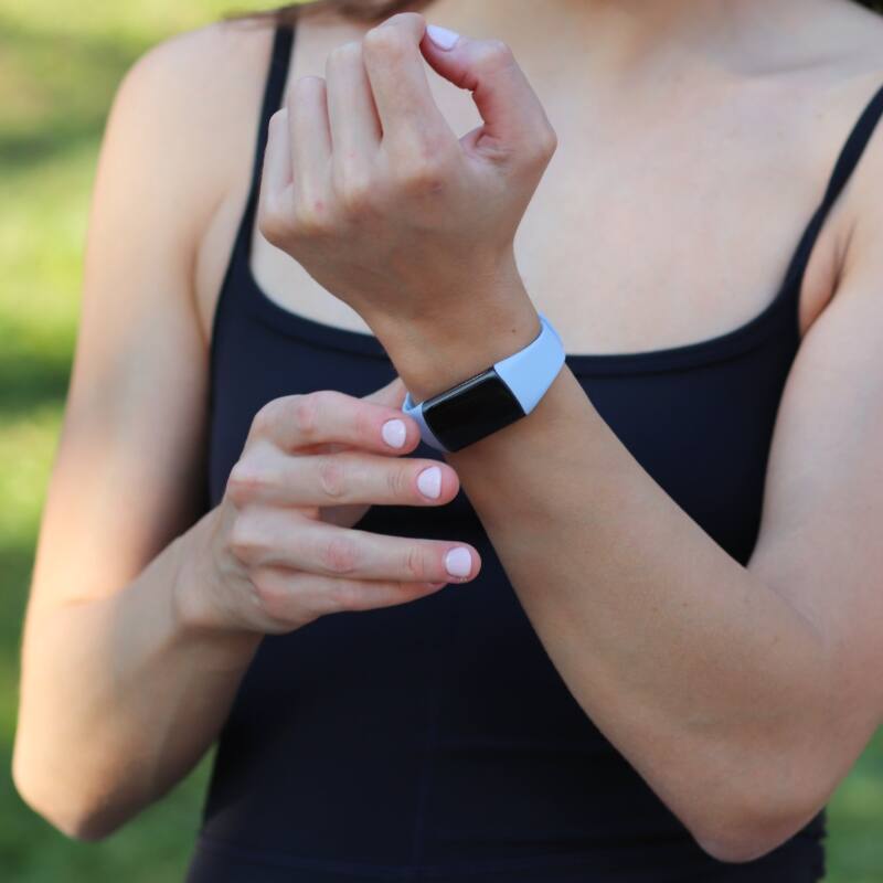 Back. StrapsCo - Slim Active Band Silicone Rubber Watch Strap For Fitbit Charge 6 - Aqua.