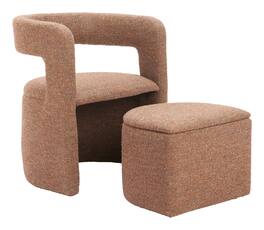 Hivvago - Atria Accent Chair & Ottoman - Tawny Brown