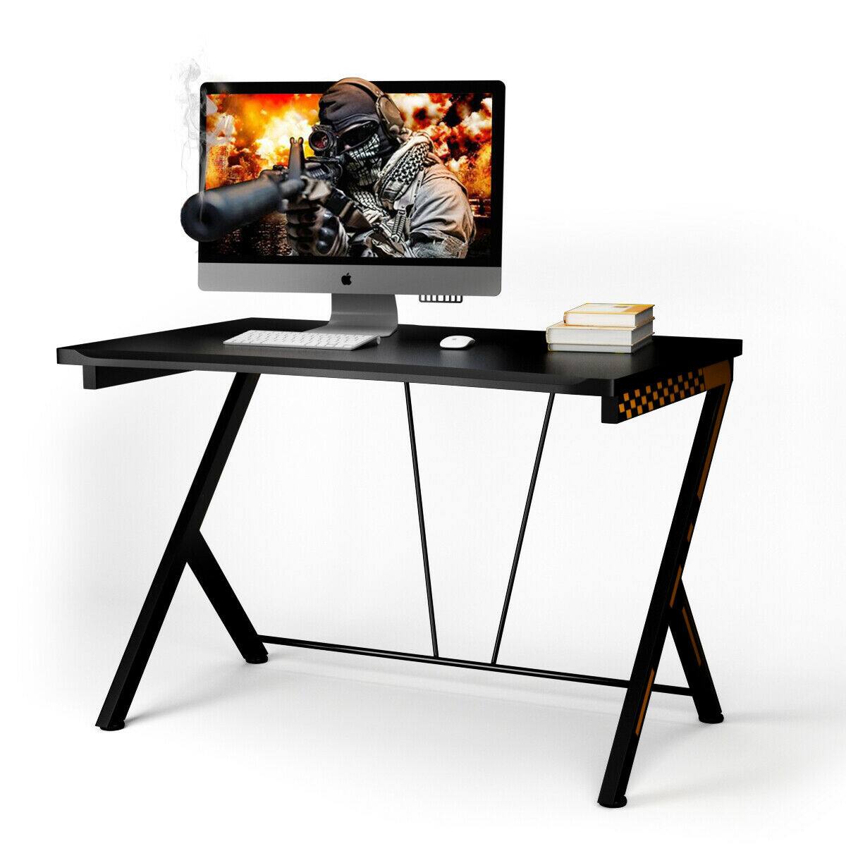 Costway - Ergonomic Gaming Desk - Black