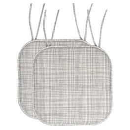 Sweet Home Collection - Aria Memory Foam Non-Slip 16" x 16" Chair Cushion Pad with Ties, 2-Pack - Silver/Cream