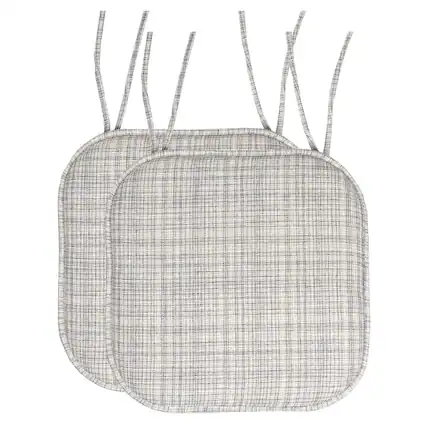 Front. Sweet Home Collection - Aria Memory Foam Non-Slip 16" x 16" Chair Cushion Pad with Ties, 2-Pack - Silver/Cream.