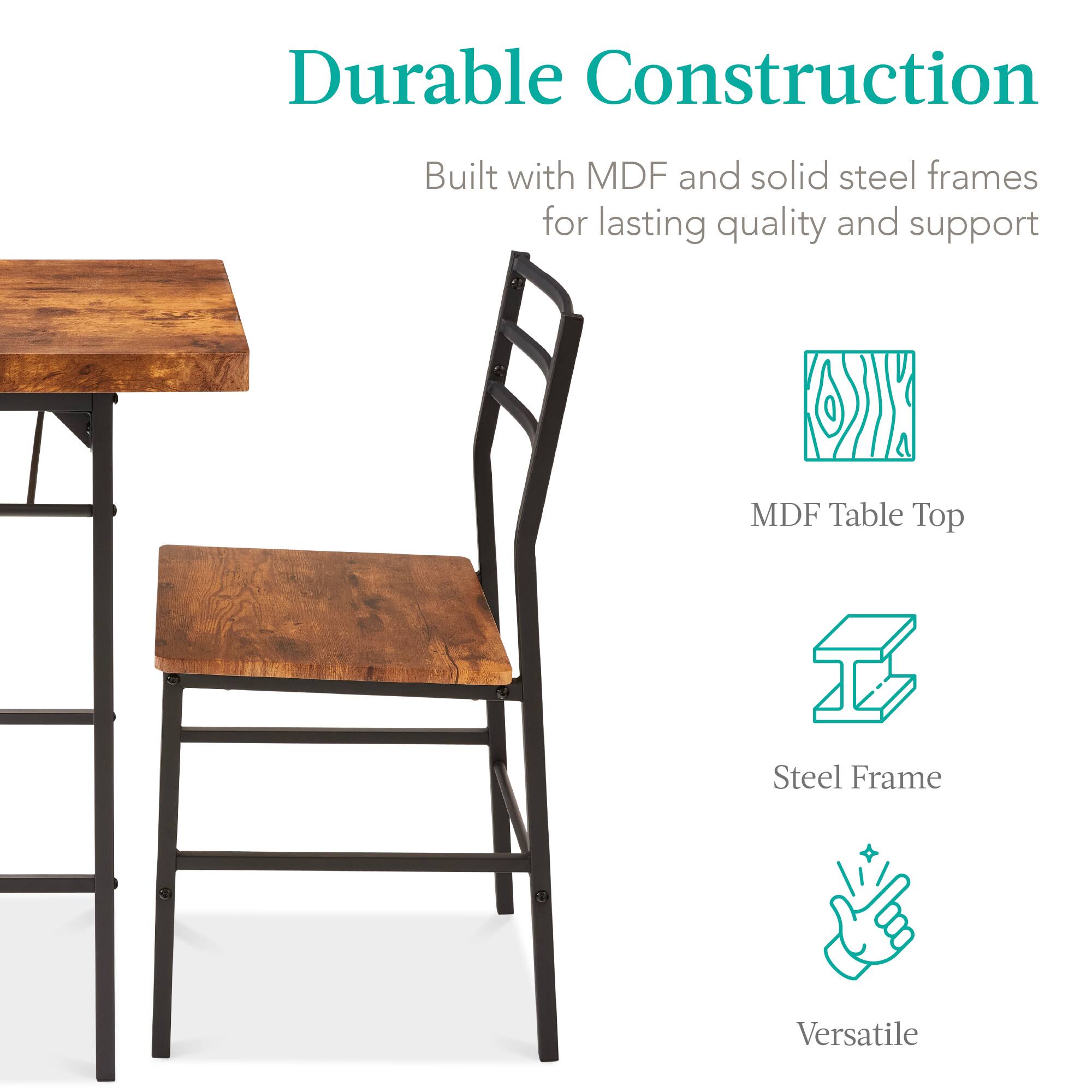 Durable Construction

Built with MDF and solid steel frames for lasting quality and support

- MDF Table Top
- Steel Frame
- Versatile