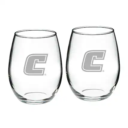 Front. Jardine - Tennessee Chattanooga Mocs 21oz. 2-Piece Stemless Wine Glass Set - Multicolor.