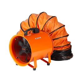 VEVOR - Portable Ventilator, 8 inch Heavy Duty Cylinder Fan with 33ft Duct Hose, 195W Strong Shop Exhaust Blower 1070CFM - Orange