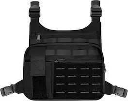 Wikistore - Tactical Chest Bag Lightweight Running Chest Pack Water Resistant Running Vest with Phone Holder for Men Women - Black