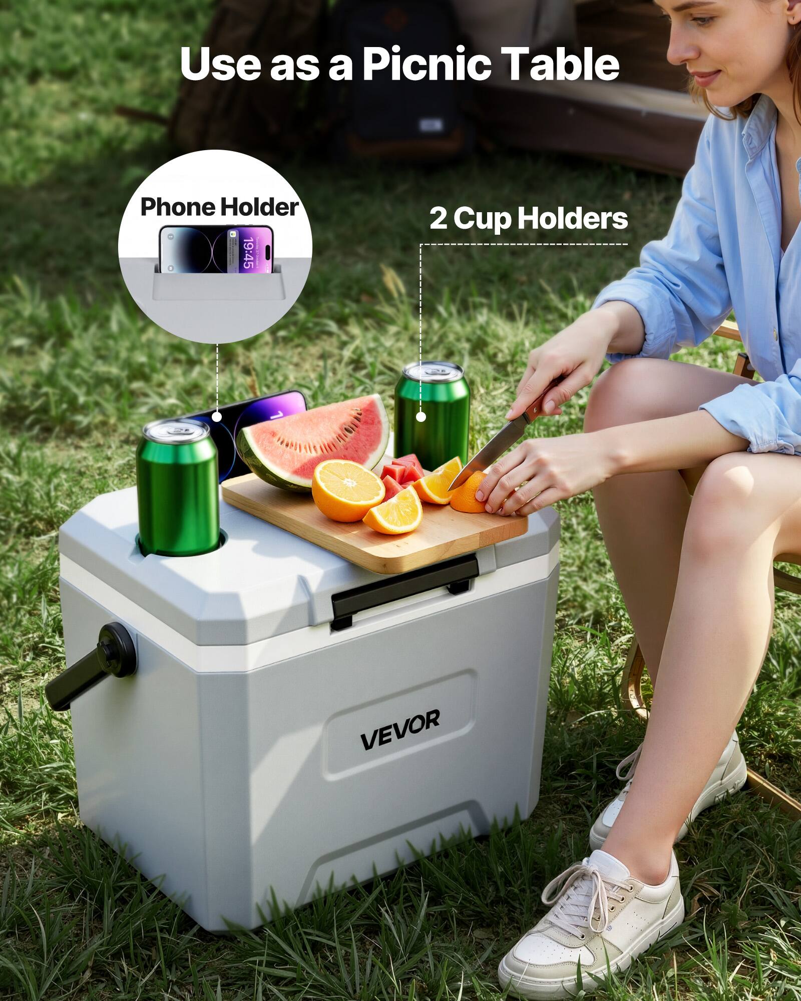 Use as a Picnic Table

Phone Holder

2 Cup Holders

VEVOR