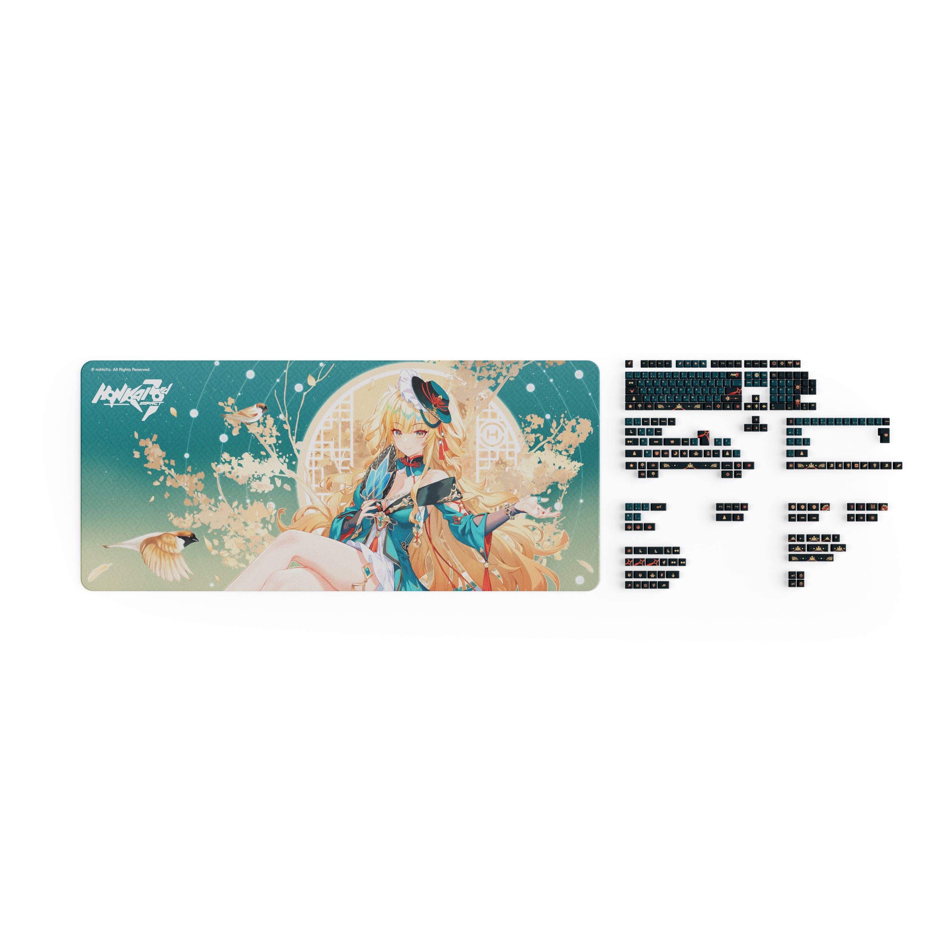 HYTE - Official Songque "Shadowdimmer" Keycap Set and Encased Fortune Desk Pad Bundle - Green