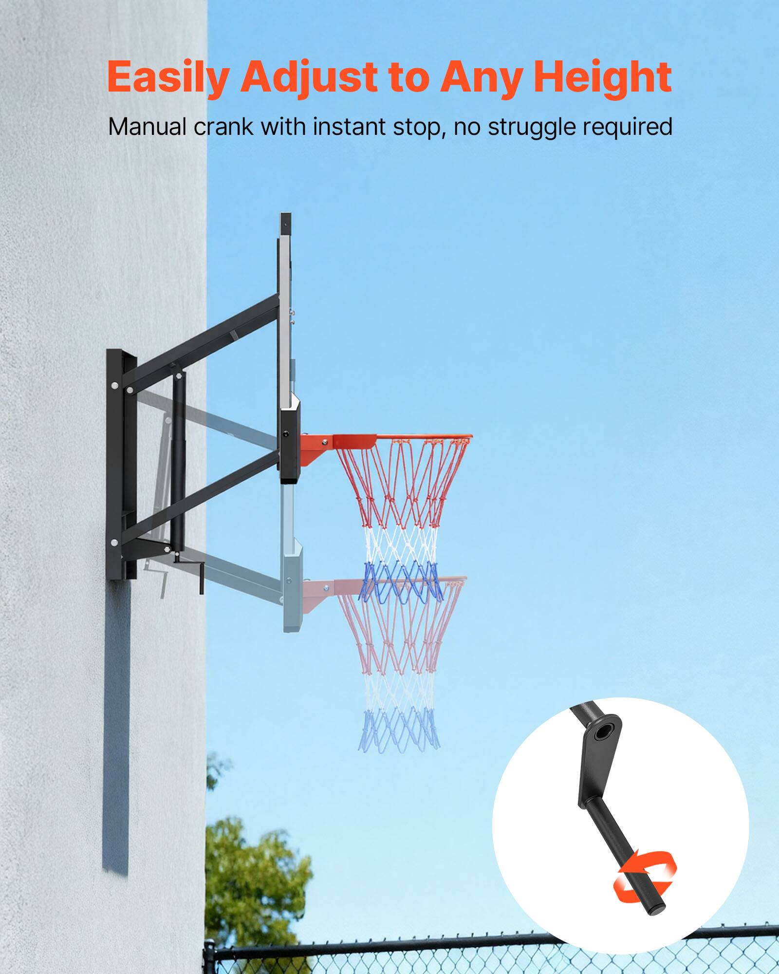 Easily Adjust to Any Height  
Manual crank with instant stop, no struggle required
