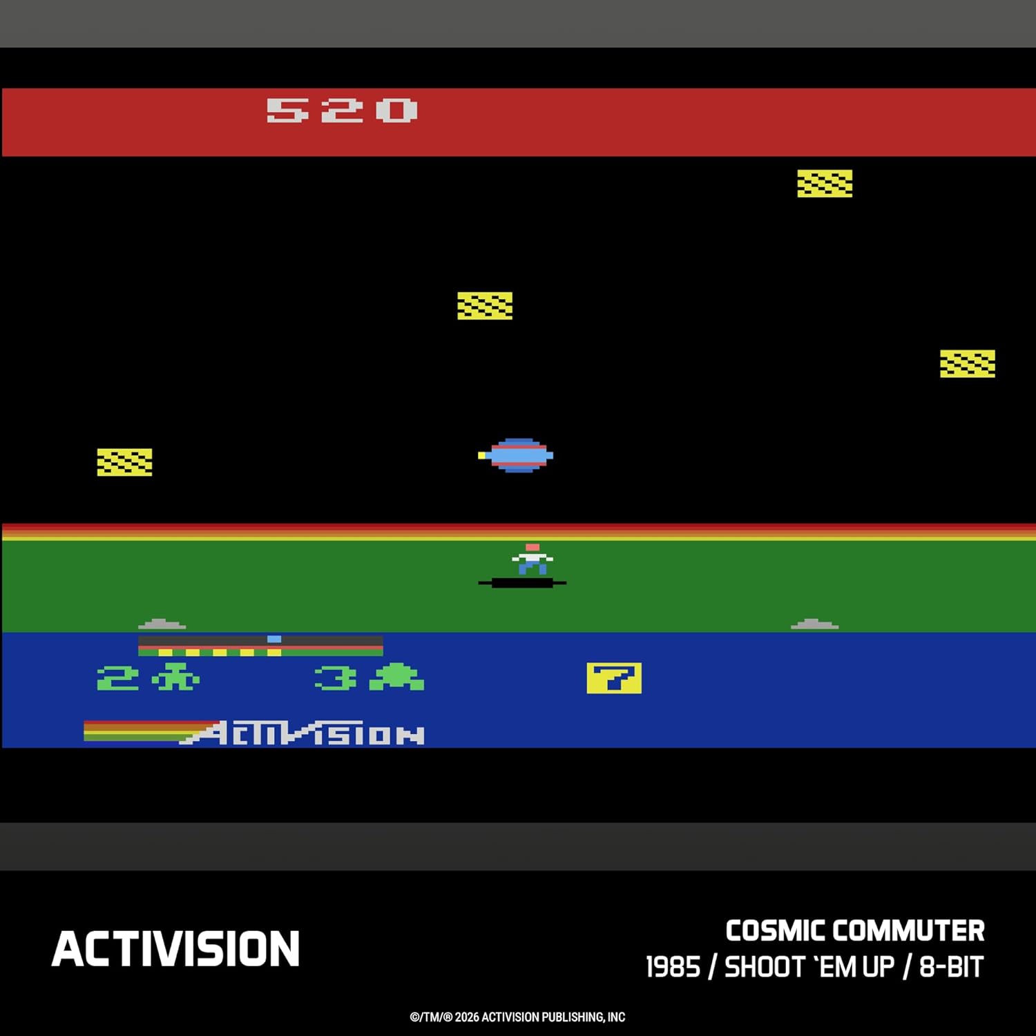520 2 3 CN GSIOH ACTIVISION COSMIC COMMUTER 1985 I SHOOT 'EM UP I 8-BIT /TM/ 2026 ACTIVISION PUBLISHING, INC