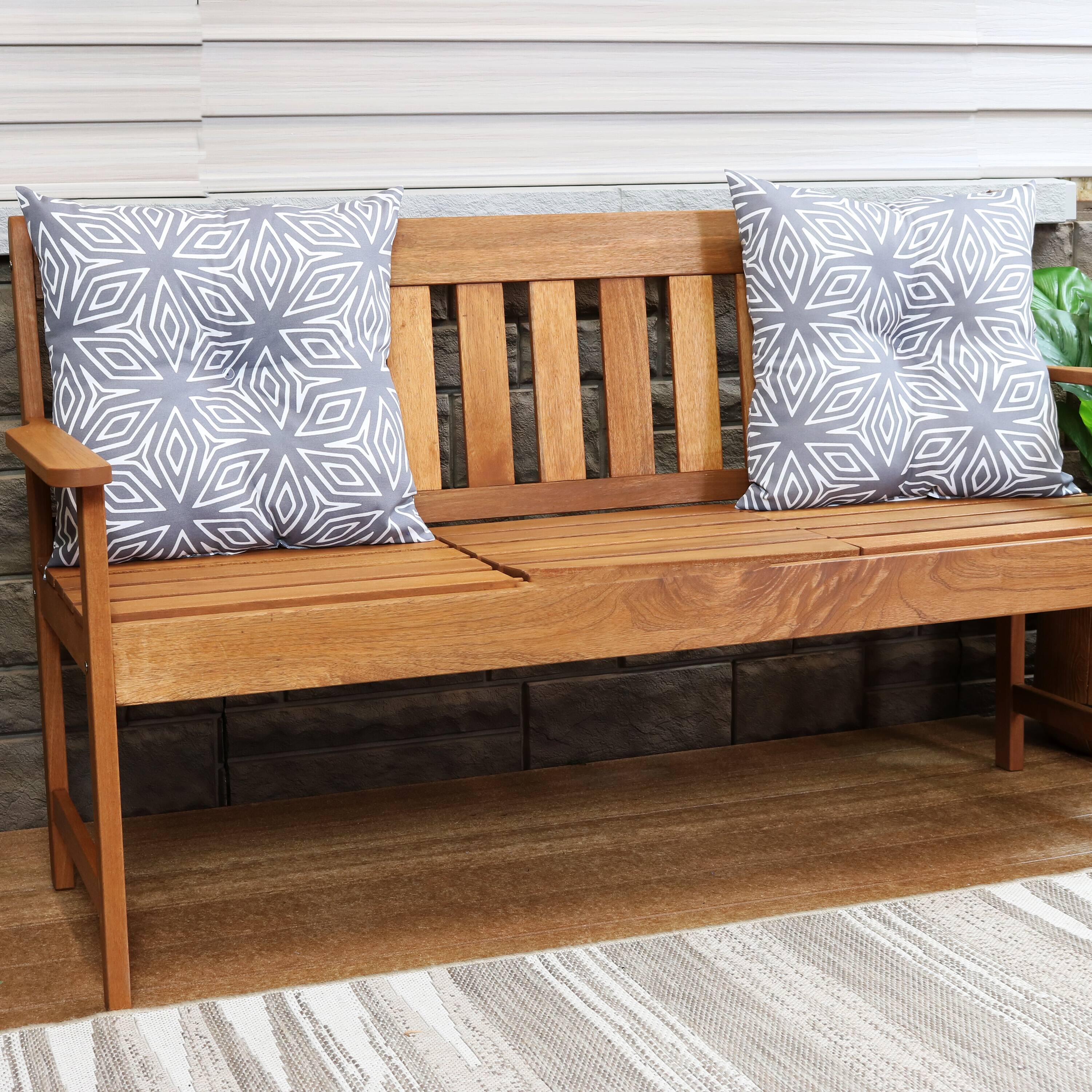 Alt View 3. Sunnydaze - Outdoor Square Tufted Back Cushion - 19 in - Gray Geometric.