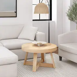 Plank+Beam - Classic Round Coffee Table (30in x 30in / 760mm x 760mm) - Blonde Wirebrush