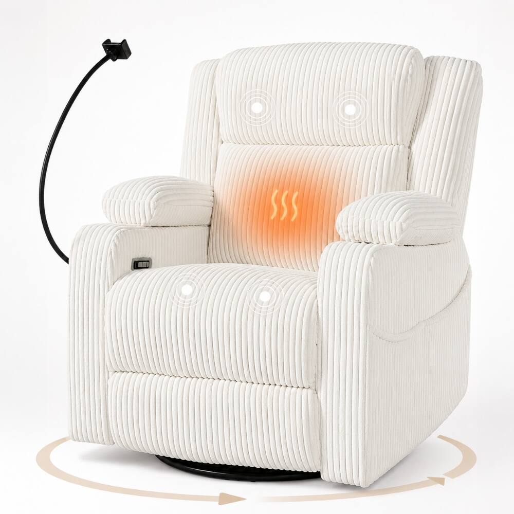 Alt View 6. Ropilly - Ropilly Electric Power Recliner Chair, 270 Degree Swivel Rocker, Nursery Glider With Hidden Storage, Beige - Beige.