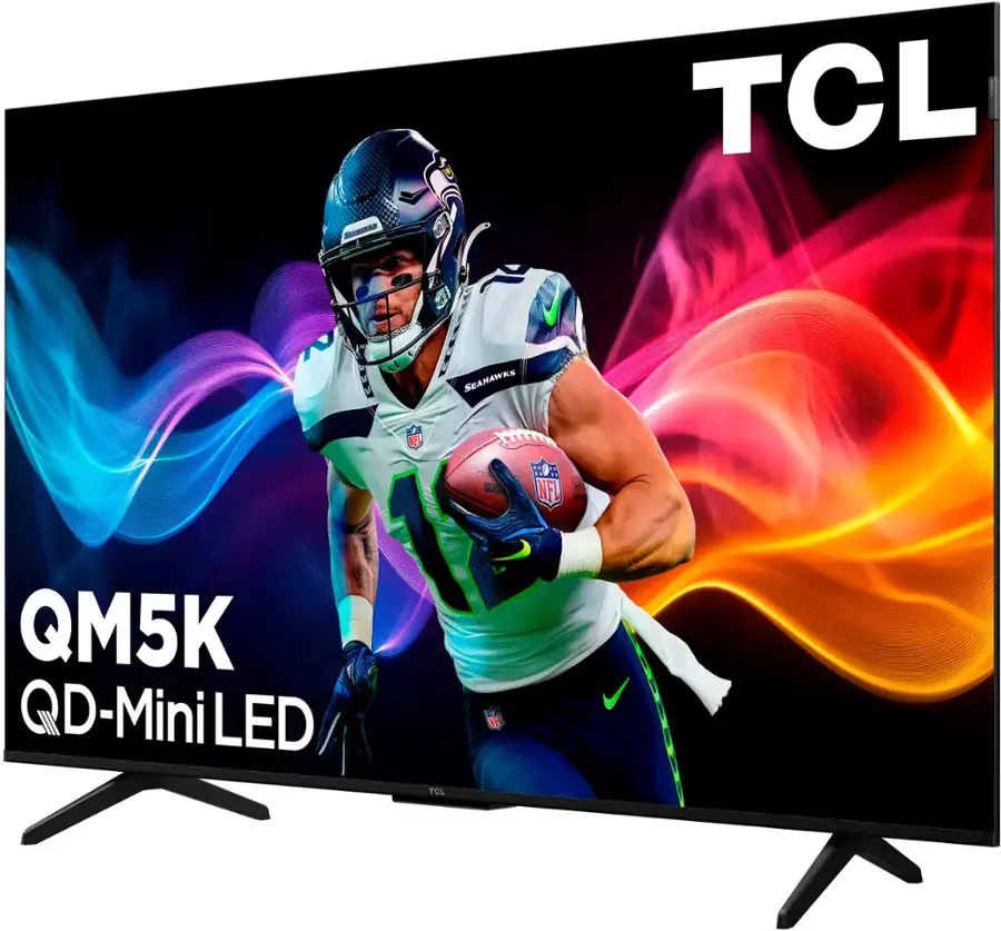 The text on the image is grouped as follows:

SAAD TCL QM5K QD-MiniLED LED TCL