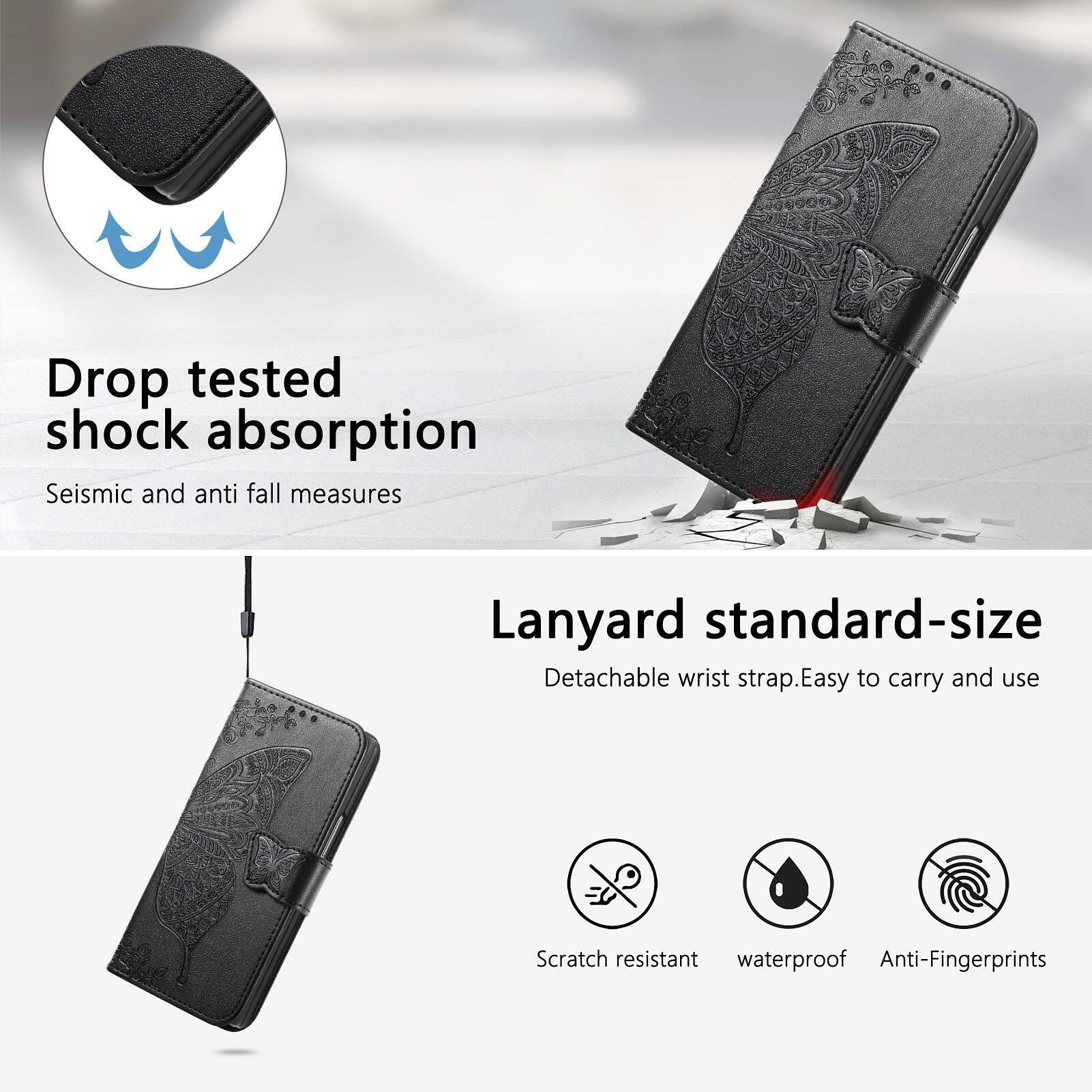Drop tested shock absorption  
Seismic and anti fall measures  

Lanyard standard-size  
Detachable wrist strap. Easy to carry and use  

Scratch resistant  
Waterproof  
Anti-Fingerprints