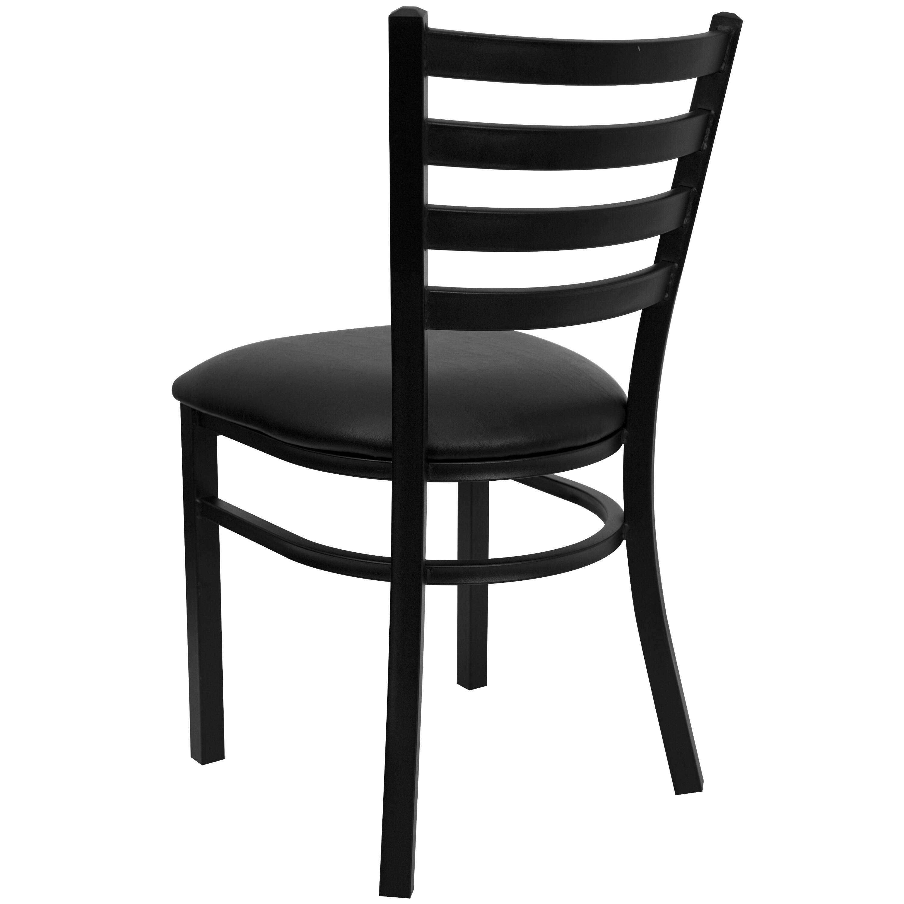 Alt View 5. Emma + Oliver - Ladder Back Metal Restaurant Dining Chair - Black Vinyl Seat/Black Metal Frame.