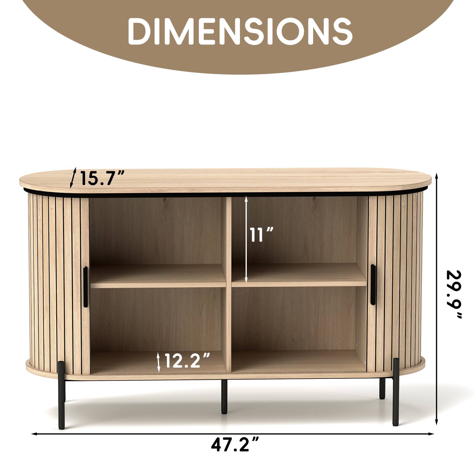 DIMENSIONS  
15.7" x 11" x 29.9" x 12.2" x 47.2"