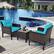 Alt View 3. Costway - 3PCS Outdoor Rattan Conversation Set Patio Garden Cushioned Sofa Chair - Turquoise.