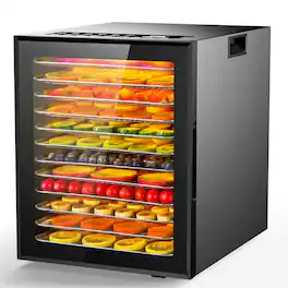 KEINVE - Food Dehydrator for Jerky, 12 Stainless Steel Trays, 10 Presets, 165℉ Temperature Control, 48H Timer, 850W Dryer Machine - Black