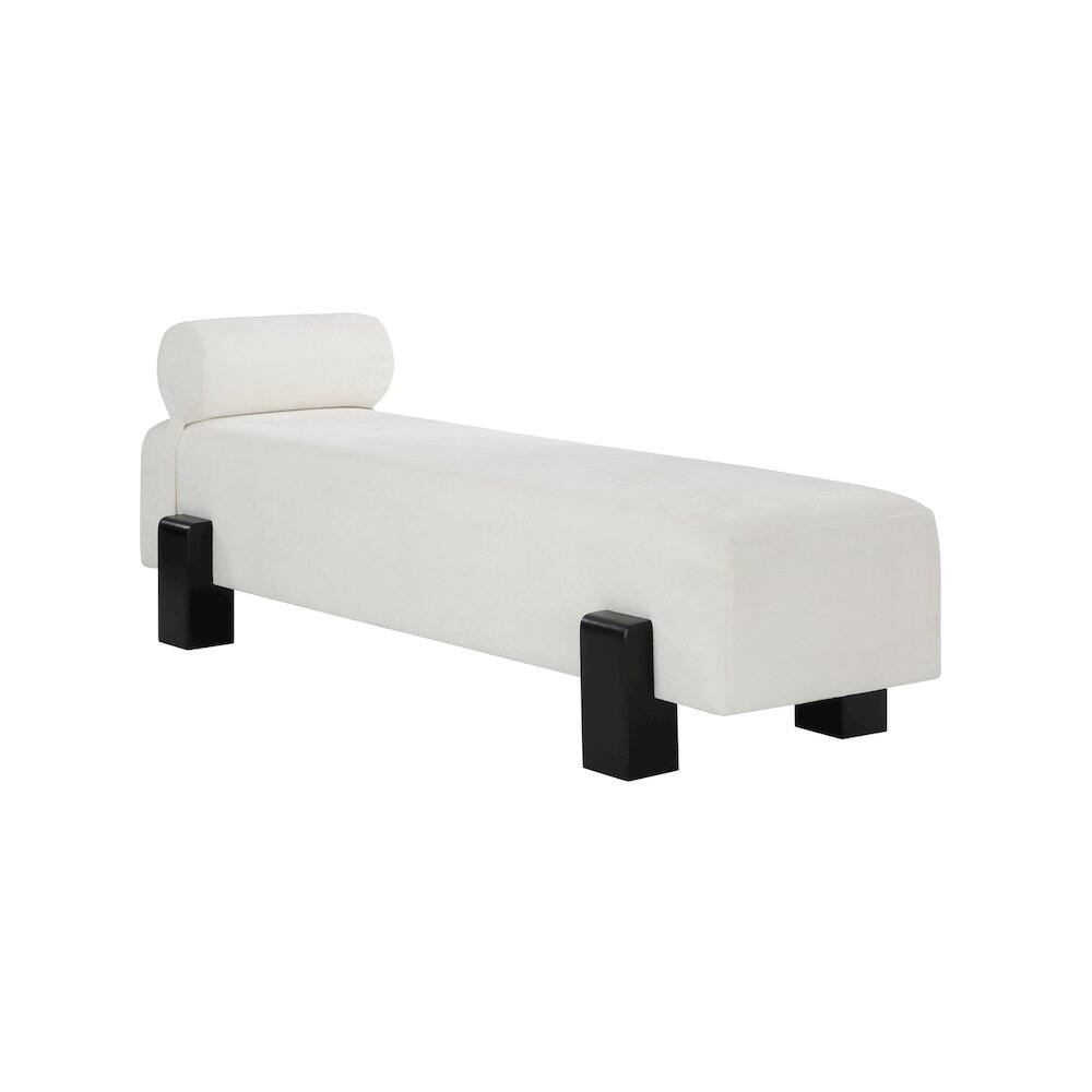 Alt View 2. Meridian Furniture - Edison Cream Chenille Fabric Bench - Beige.