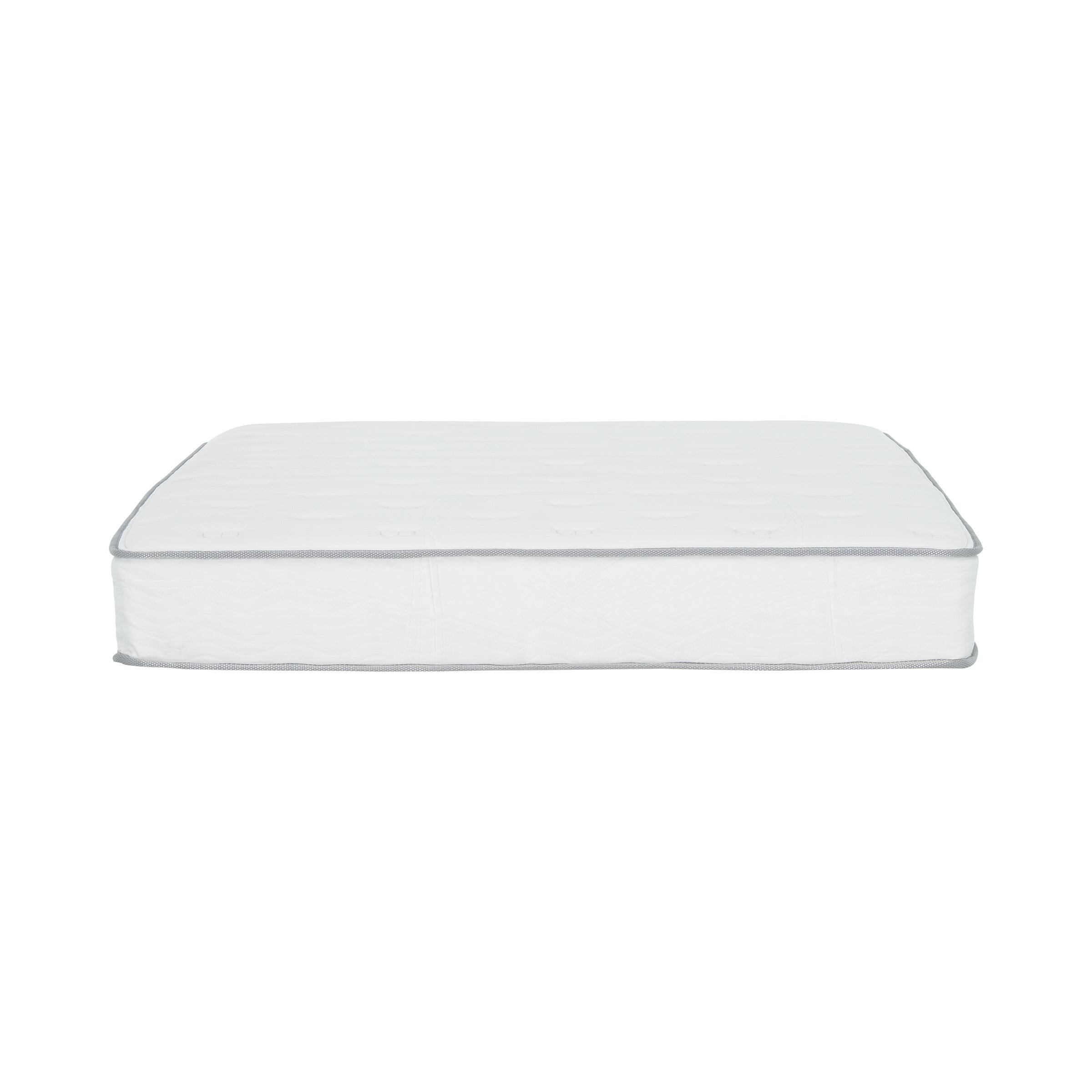 Left. TinyHomie - Premium 9 in Medium Pocket Bed in a Box Spring Mattress - Twin Size White - White.