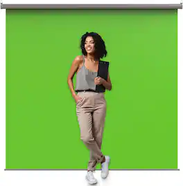 KHOMO GEAR - Green Screen 84 x 84 in – XL Pull-Down Backdrop with Gray Case for Studio, Streaming & Content