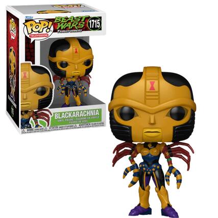 Sure, here is the corrected and grouped text from the image:
---
**Funko POP!**
**BEAST WARS**
**1715**
**TELEVISION**
**TRANSFORMERS**
**BLACKARACHNIA**
**VINYL FIGURE / FIGURINE EN VINYLE / FIGURA DE VINIL**
**WARNING: CHOKING HAZARD - SMALL PARTS. NOT FOR CHILDREN UNDER 3 YEARS.**
**ATTENTION: DANGER - PELIGRO DE ASFIXIA - ADVERTENCIA: PEQUEÑOS OBJETOS - RISQUE DE SOUFFOCATION - ATTENTION: DANGER - PELIGRO DE ASFIXIA**
---
This text is from the packaging of the Funko Pop! vinyl figure.