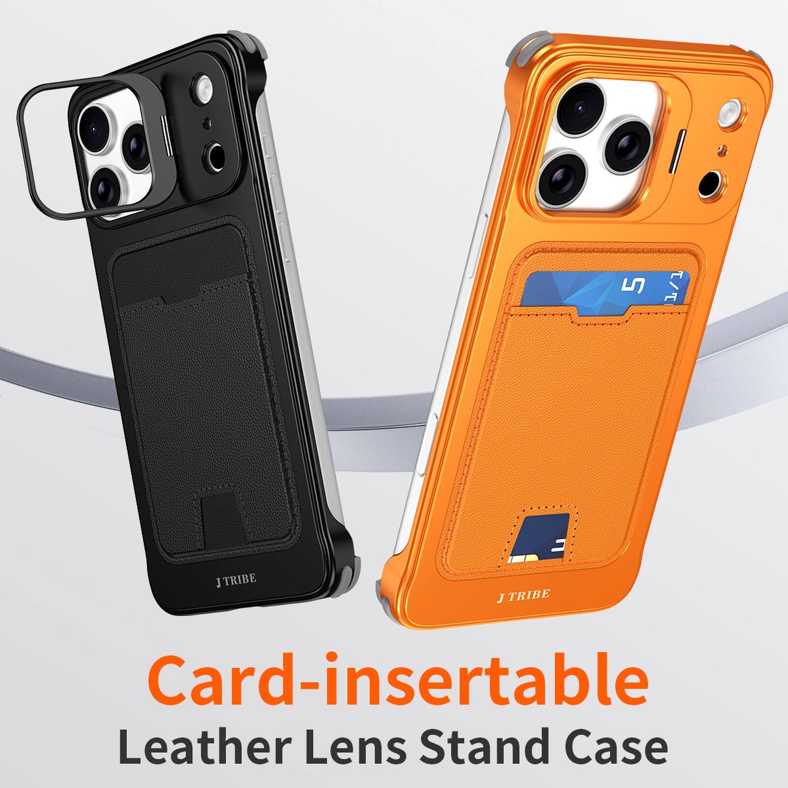 Card-insertable Leather Lens Stand Case