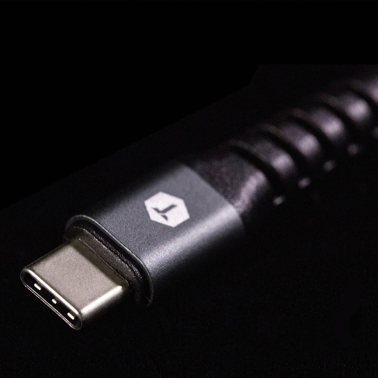Angle. ToughTested - ToughTested 2ft Heavy-Duty Braided USB-C Cable | Short 3A Fast Charging Armor Flex Cord for Cars & Power Banks.