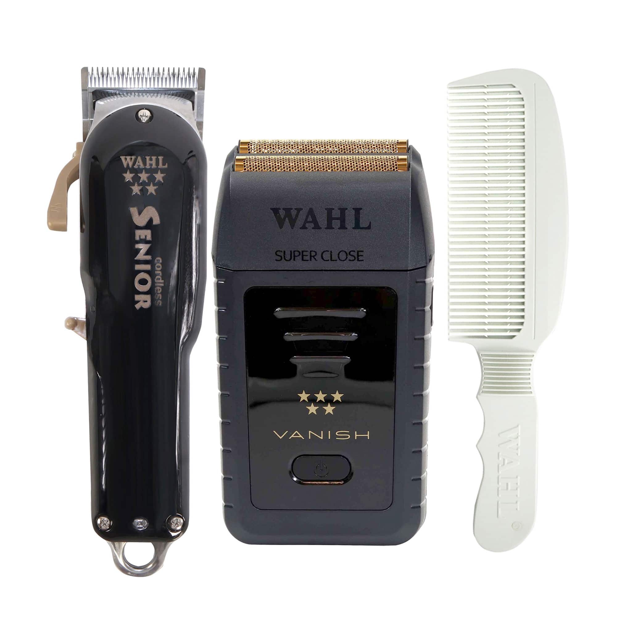 Wahl - 5 Star Vanish Shaver 8173-700 + Professional Cordless Senior Clipper + Comb - Black
