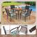 5-Piece Patio Dining Set: Ergonomic Backrest, Curved Armrests, Heavy-Duty Adjustable Metal Pipes, Footpads of Table