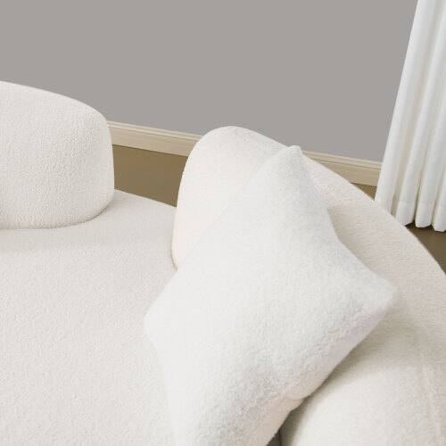 Alt View 1. Anysun - 66.9" Curved Teddy Velvet Loveseat Sofa - Full Compression Sponge, No Assembly, 350 lbs Capacity for Small Spaces - White.