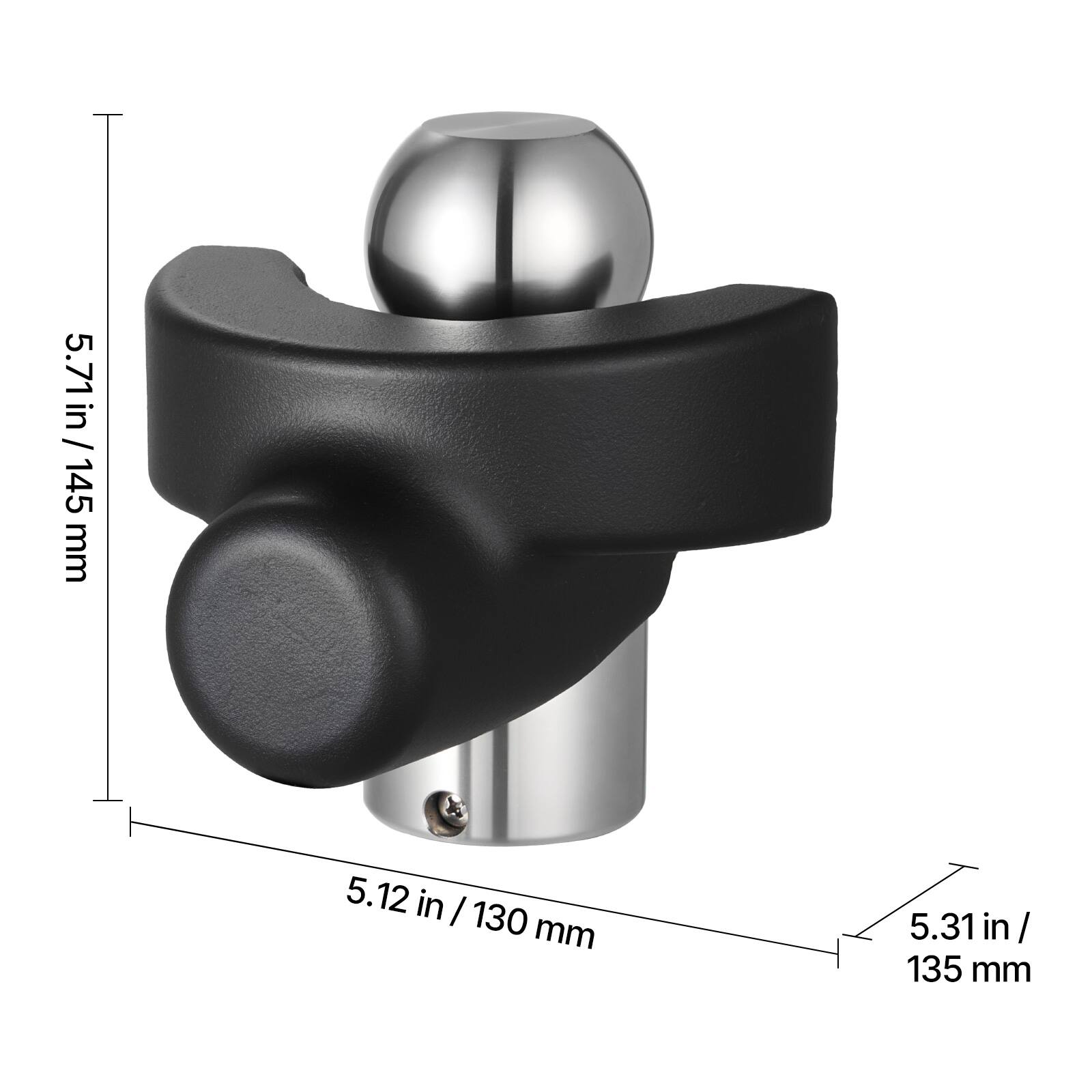 5.71 in / 145 mm  
5.12 in / 130 mm  
5.31 in / 135 mm
