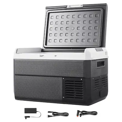 Front. VEVOR - 12 Volt Car Refrigerator, 42.3QT/40L Car Fridge, Portable Electric Cooler with -4℉~68℉ Adjustable Temperature - Black.