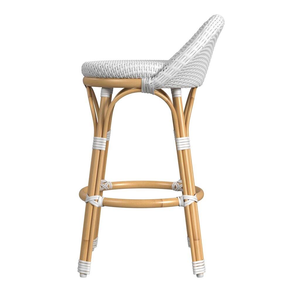 Left. Butler Specialty - 24 in. Seat Height Outdoor Rattan and Metal Low Back Counter Stool - Smooth White.