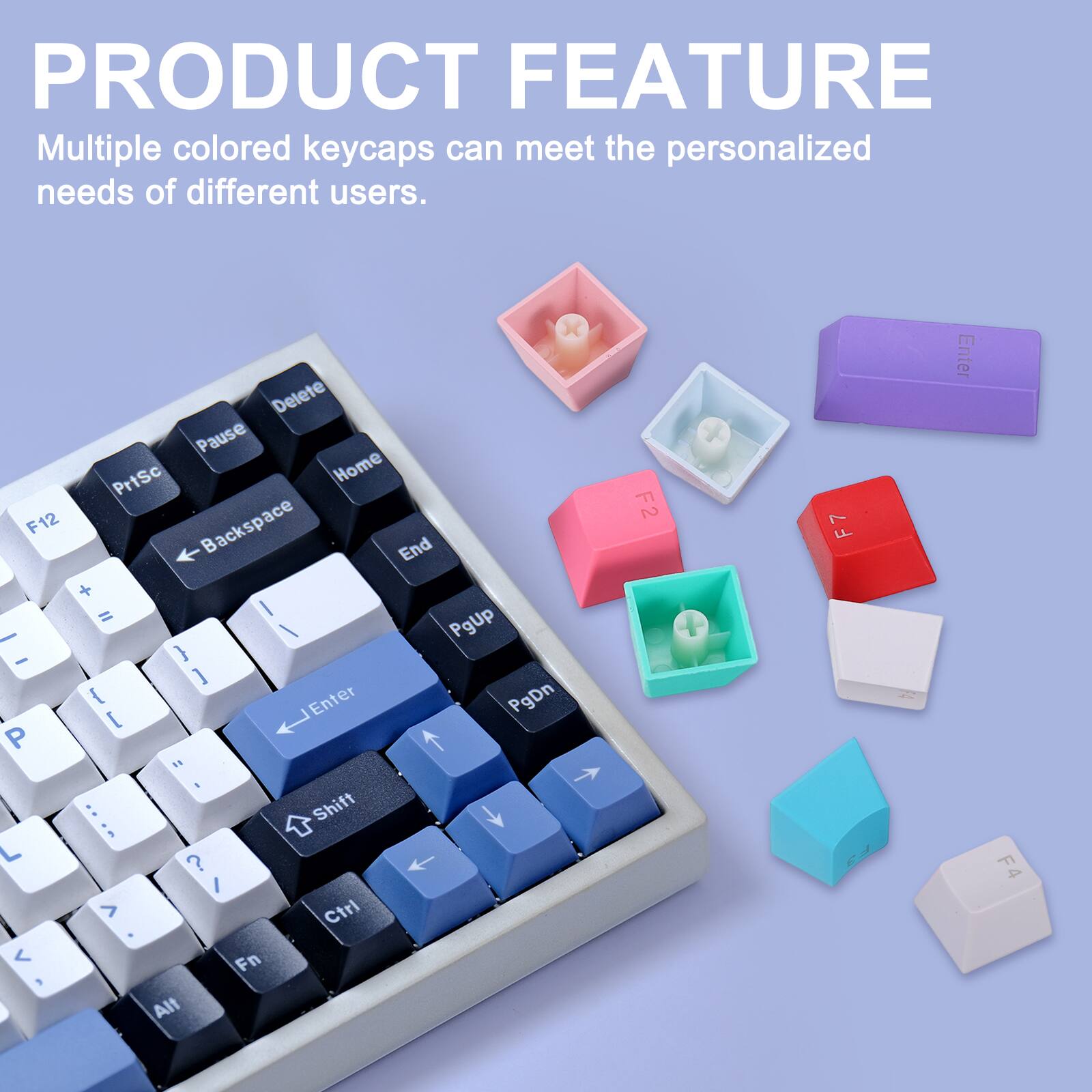 PRODUCT FEATURE  
Multiple colored keycaps can meet the personalized needs of different users.