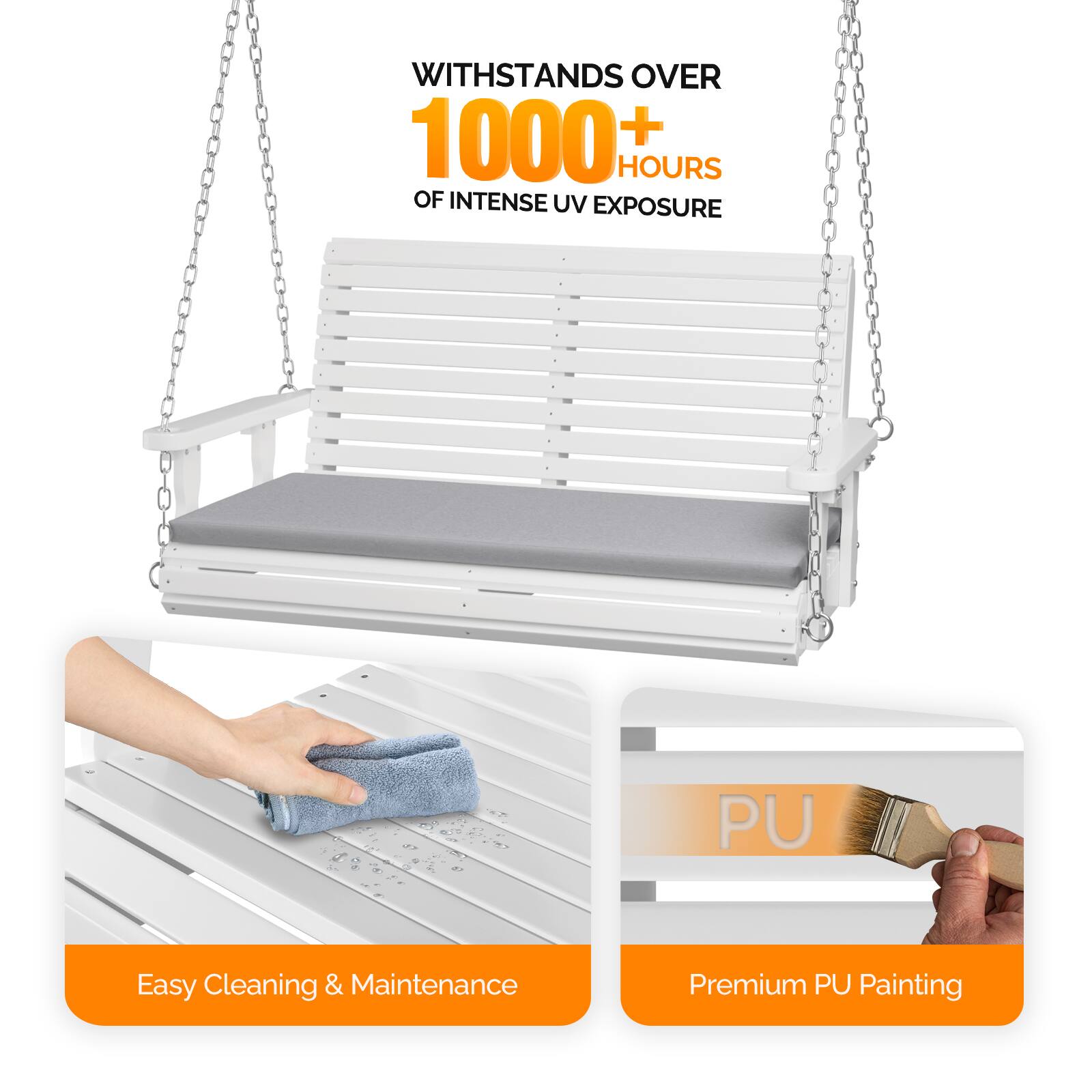 WITHSTANDS OVER 1000+ HOURS OF INTENSE UV EXPOSURE

Easy Cleaning & Maintenance

Premium PU Painting