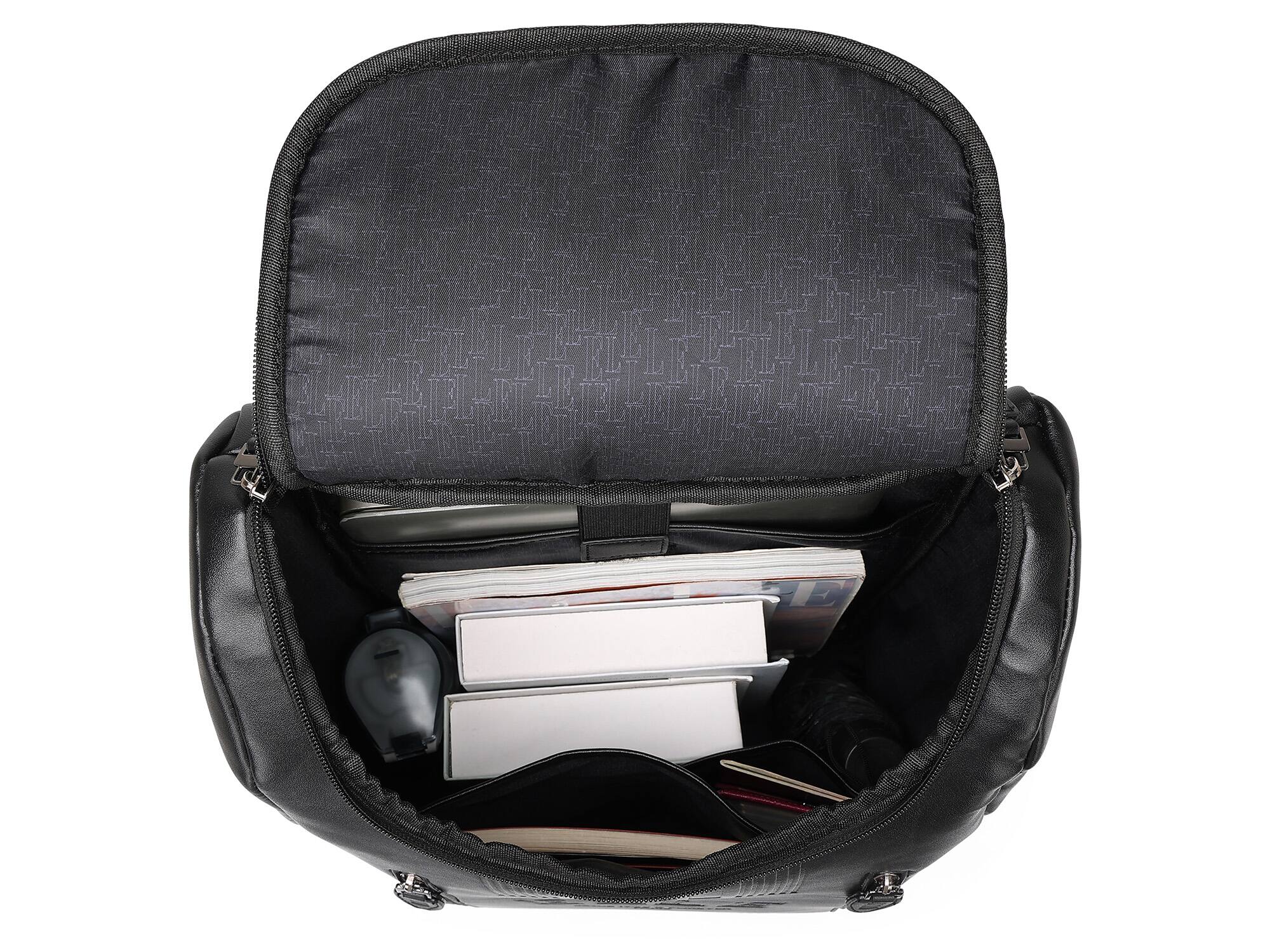 Alt View 1. Elle - ELLE Roamer 22L Vegan Leather Backpack - Black - Black.