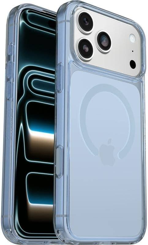 Left. OtterBox - OtterBox iPhone 17 Pro Max (Only) Bundle: Symmetry Series+ Case & Screen Protector - Snaps to MagSafe - Ultra-Sleek - Blue Bliss.