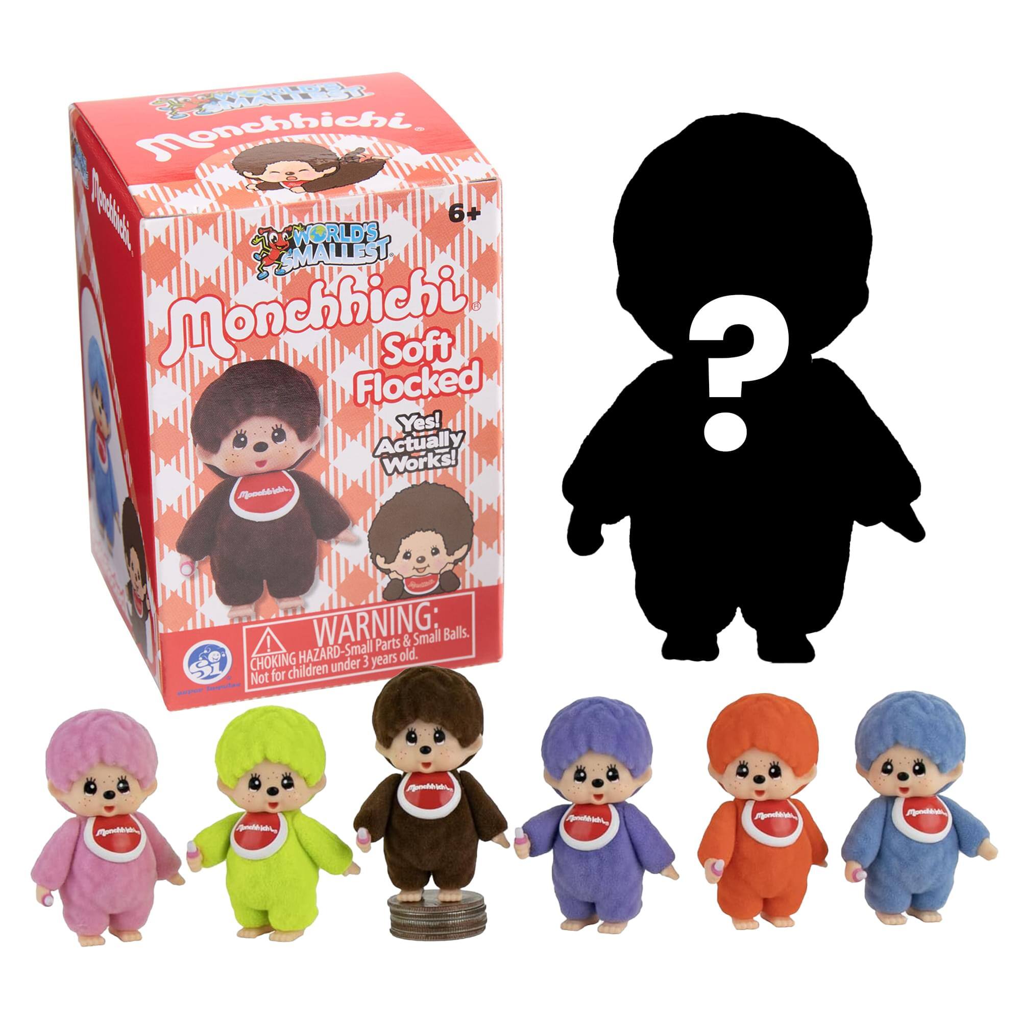 TREAO E E Monchhichi jpelidi WORLD'S 6+ SMALLEST Monchhichi Soft Flocked Yes! Actually Works! Aots ? ! WARNING: Parts & Small Balls. CHOKING HAZARD-Small parts. Not for children under 3 years old.