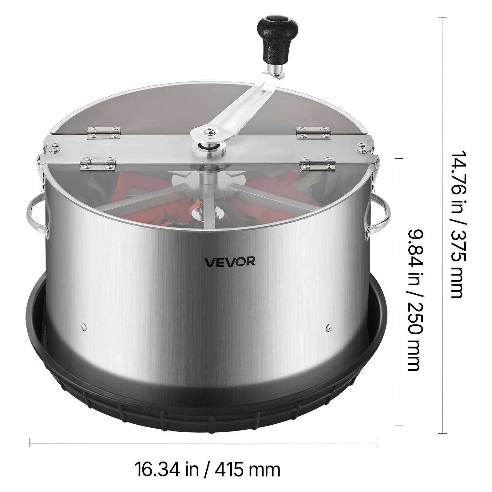 VEVOR

9.84 in / 250 mm

14.76 in / 375 mm

16.34 in / 415 mm