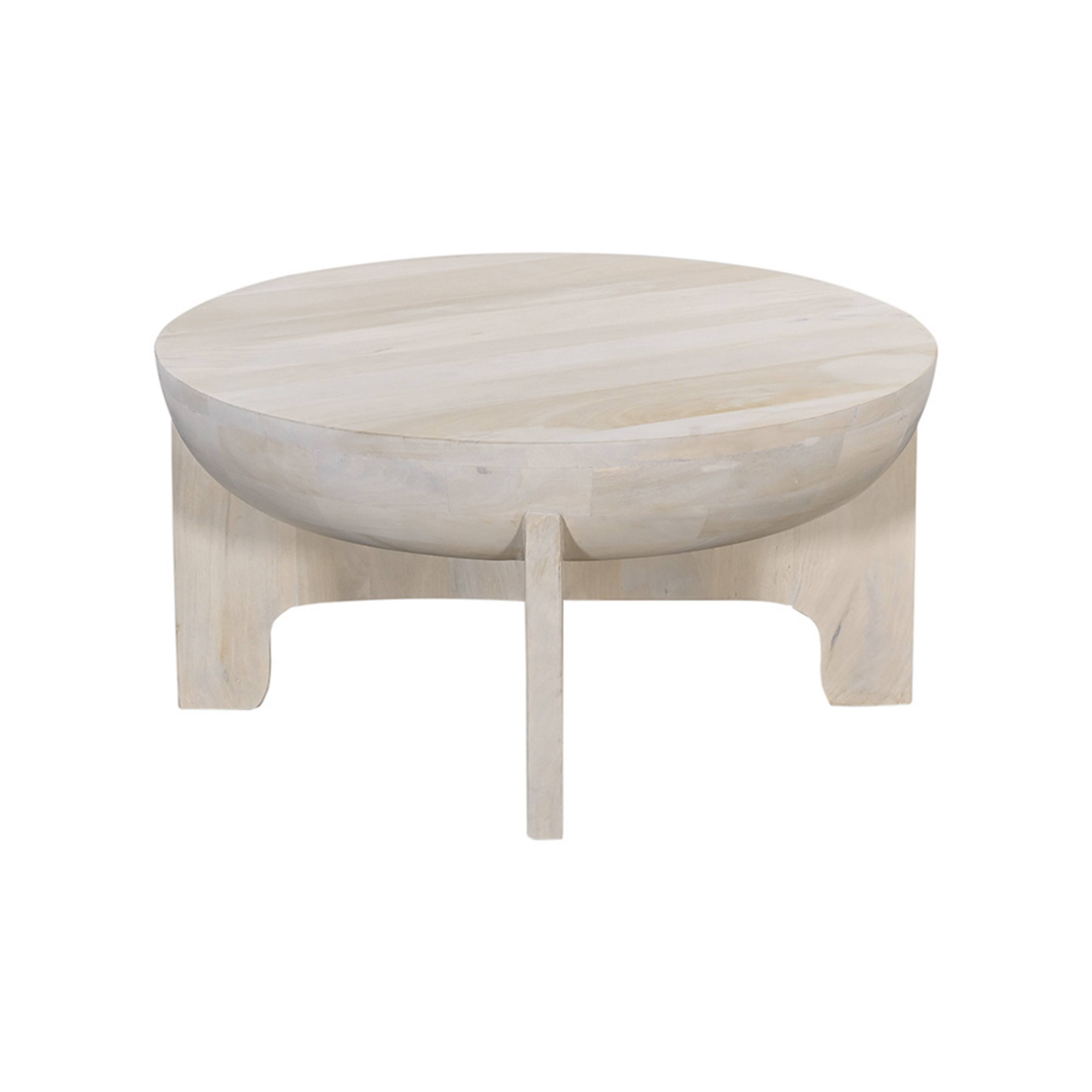 Alt View 1. Manhattan Lane - Tomas 32 Inch Coffee Table, Mango Wood Drum Top - White.