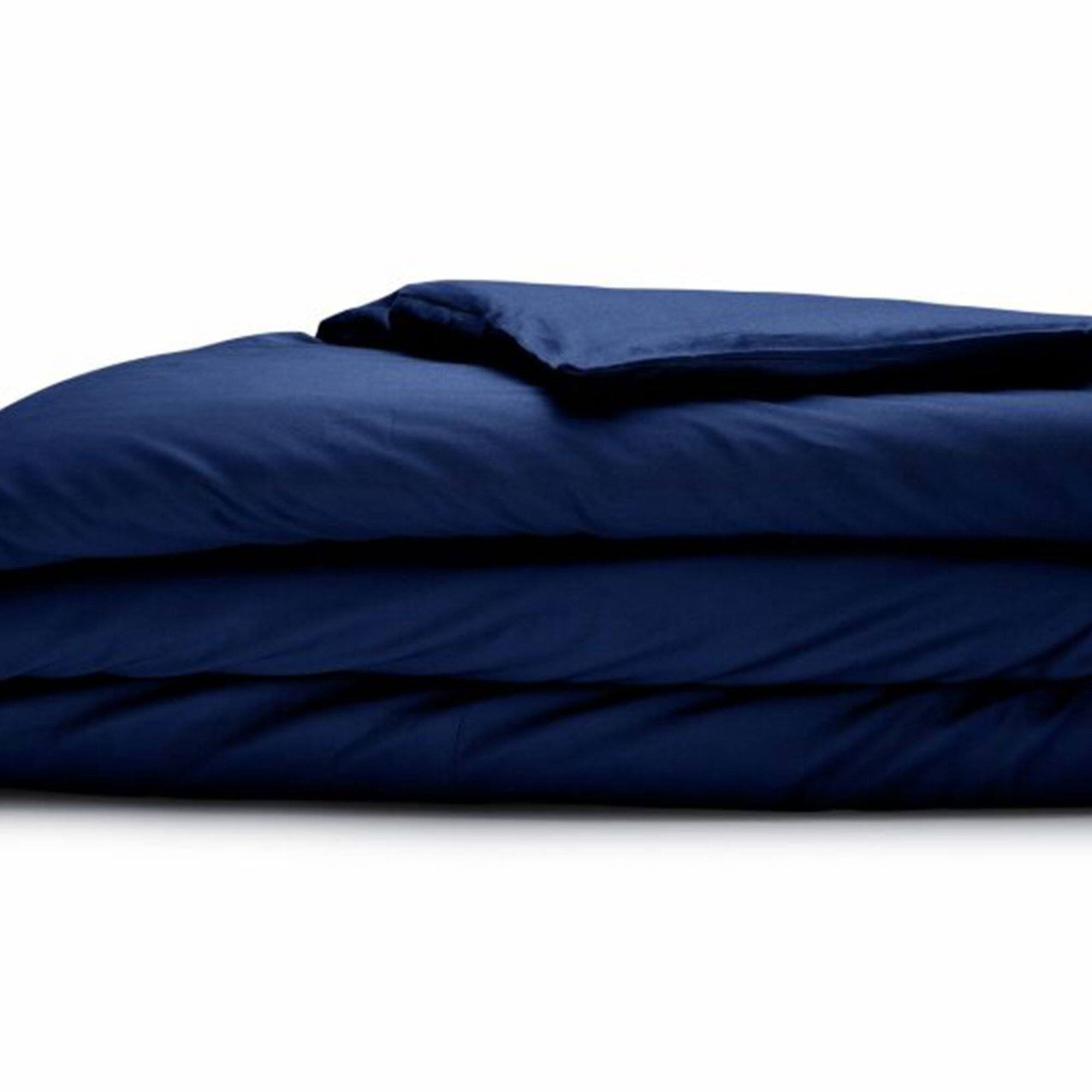 Alt View 4. Sleepgram - Sleepgram Supima 400 Thread Count Cotton Duvet Cover with Travel Bag, King, Blue - Blue.