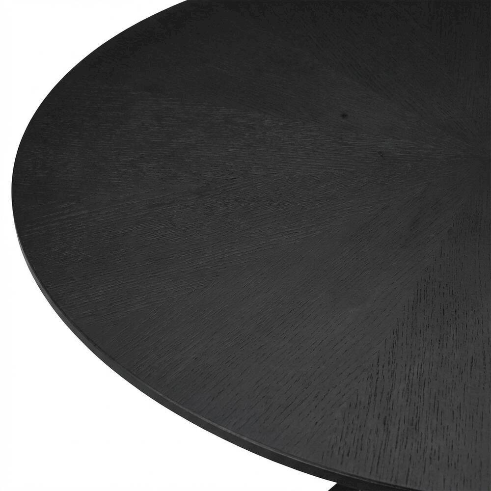 Alt View 1. FurniFact - Round Wooden Coffee Table with Modern Design and Durable Build - Black.