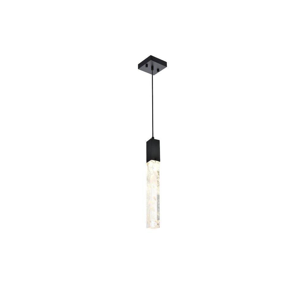 Angle. Elegant Lighting - Aurora 5 inch Pendant in Black - Black And Clear.