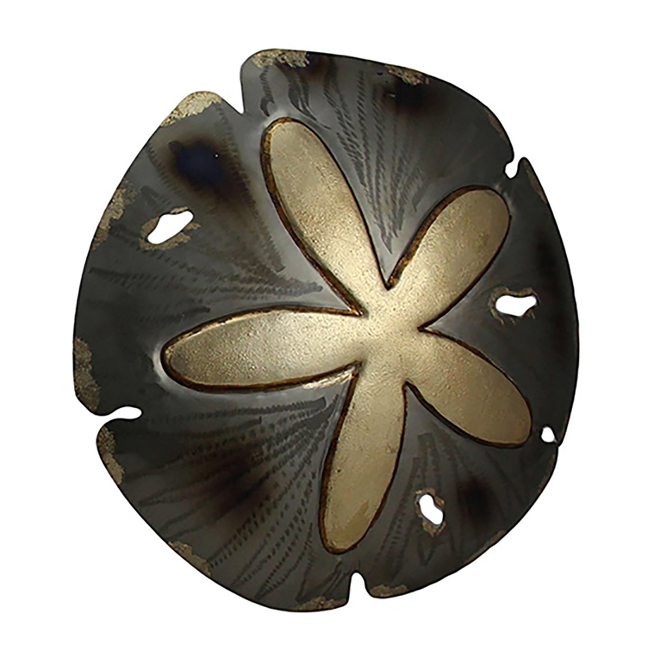Front. Mayrich Company - 15 Inch Sparkling Glossy Metal Sand Dollar Wall Hanging Sculpture Home Decor - Gold.