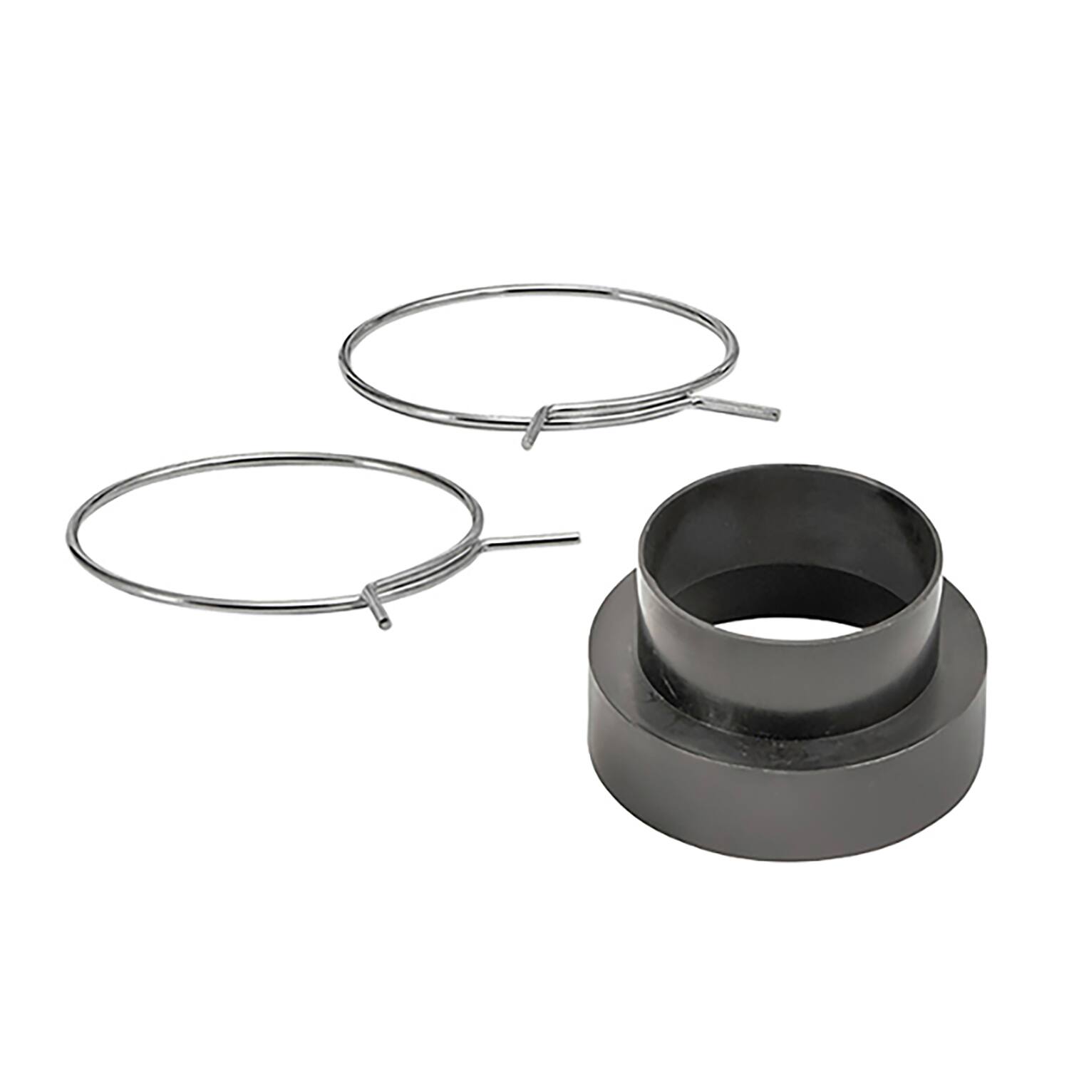 Back. Lambro - 4" Bath Fan Exhaust Through-the-Wall Vent Kit, Single Flap Vent, 8 ft Foil Flex Duct, 11" Aluminum Snap-Lock Tail Pipe.